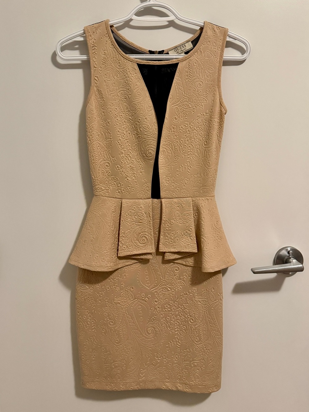 Guess Peplum Dress with Sheer Back